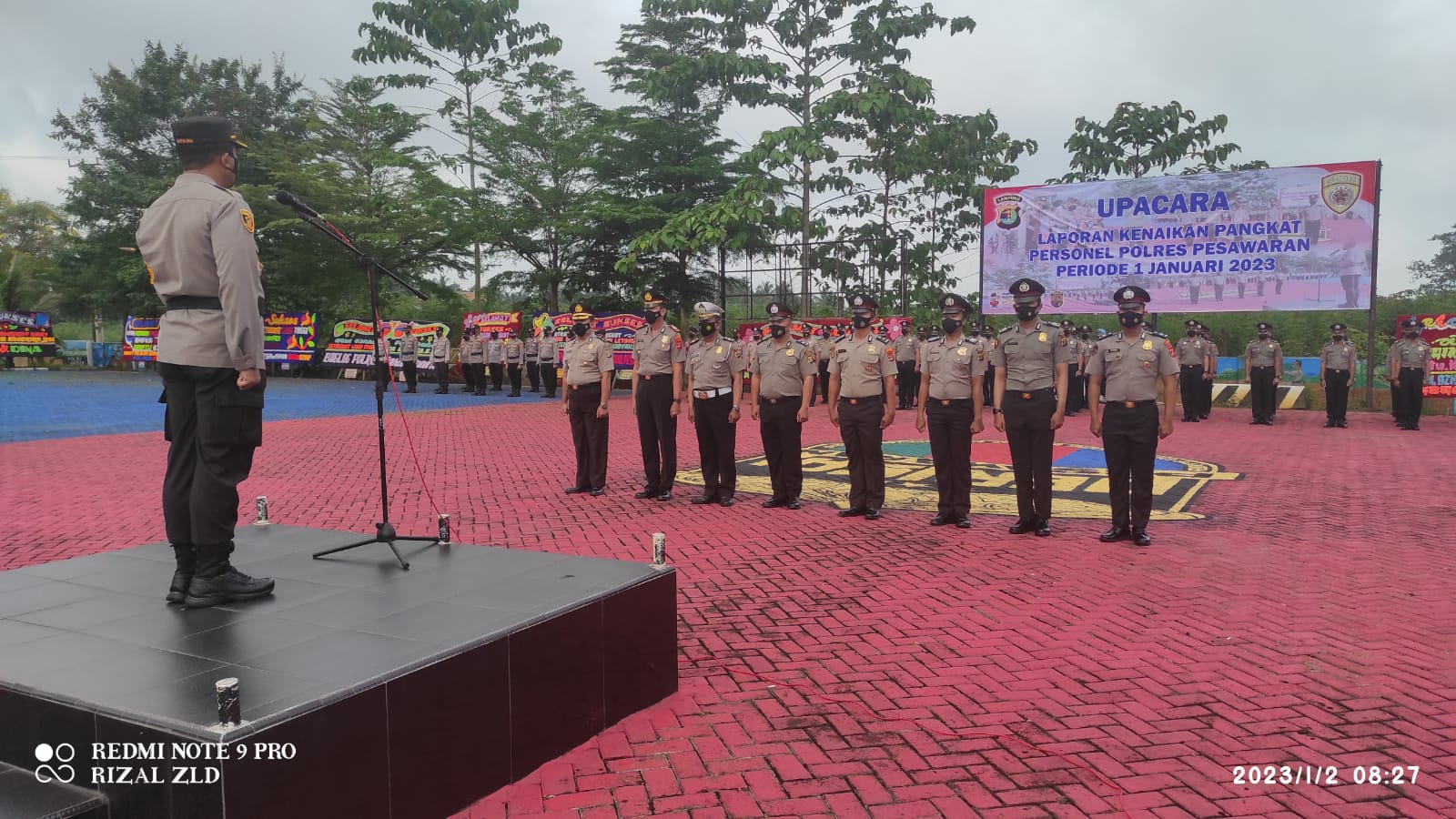 Kapolres Pesawaran Memimpin Upacara Korp Raport dan Pengabdian Anggota Polri Polres Pesawaran