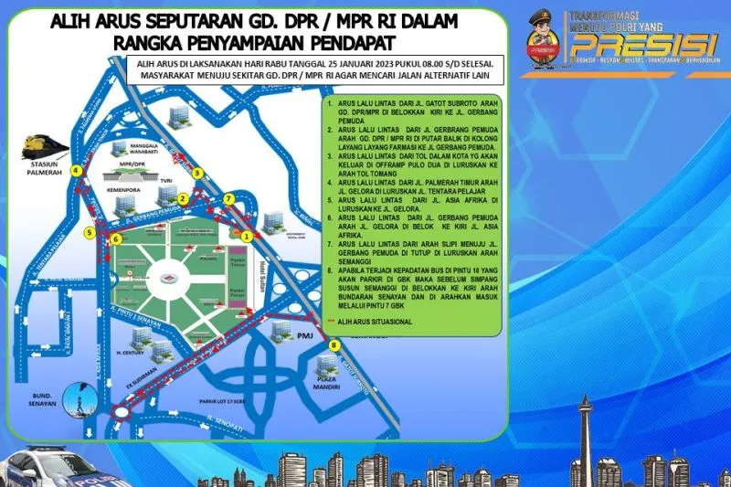 Polda Metro Jaya Alihkan Arus Lalu Lintas Sekitar Gedung DPR