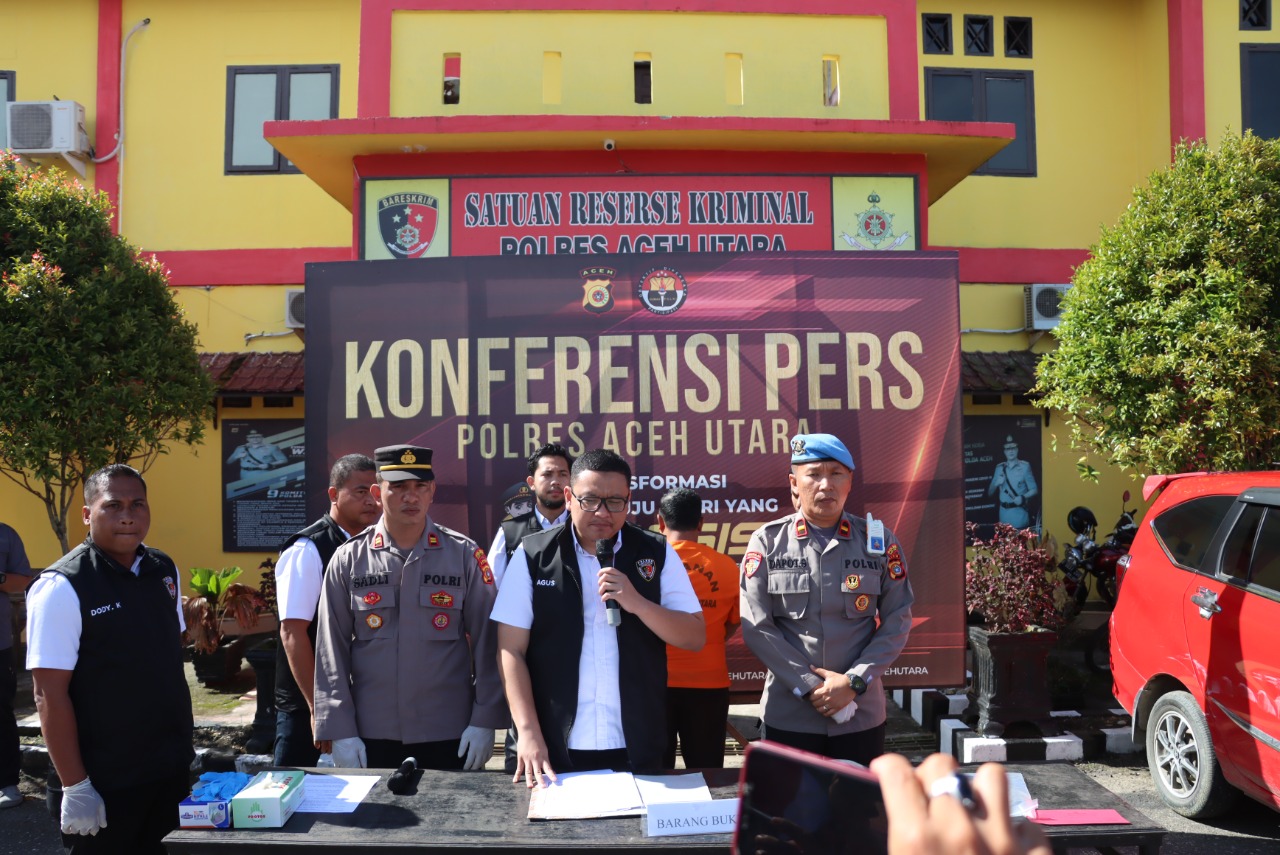 Polres Aceh Utara Gelar Konpers Tindak Pidana Percobaan Pembunuhan