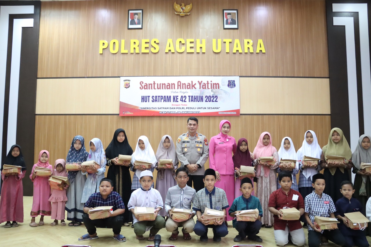 Peringati HUT Satpam, Polres Aceh Utara Berikan Santunan Kepada Anak Yatim