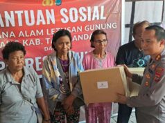 Polres Bitung dan Bhayangkari Berikan Tali Asih kepada Pengungsi Gunung Ruang di Rusunawa BLK